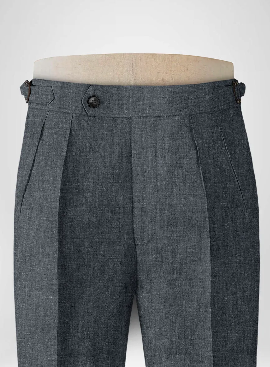 Slate Gray Linen Highland Trousers