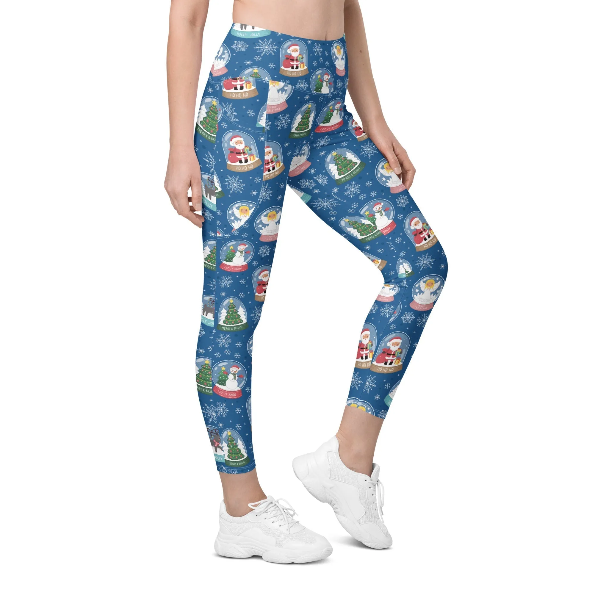 Snow Globe Pattern Leggings With Pockets