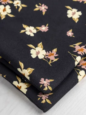 Timeless Floral Print EcoVero Viscose Crepe - Black   Cream   Rose   Green