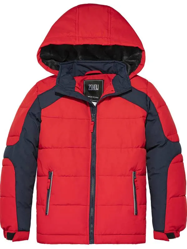 ZSHOW Boy's Hooded Puffer Jacket Fleece Outerwear Coat